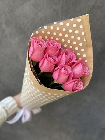 Букет из 7 розовых роз  - Фото 1