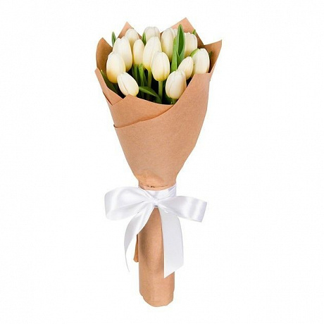 Букет из 15 белых тюльпанов - Фото 1