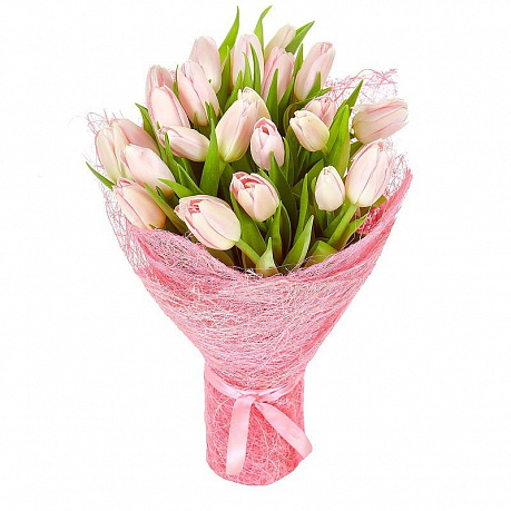 Букет розовых тюльпанов Ранняя весна - Фото 1