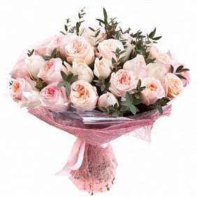 Букет из 35 пионовидных роз Джульетта и Пинк Охара