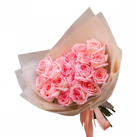 19 розовых пионовидных роз - Фото 1
