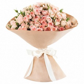 29 кустовых нежно-розовых роз