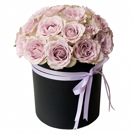 25 роз Дольчетто в средней шляпной коробке - Фото 1